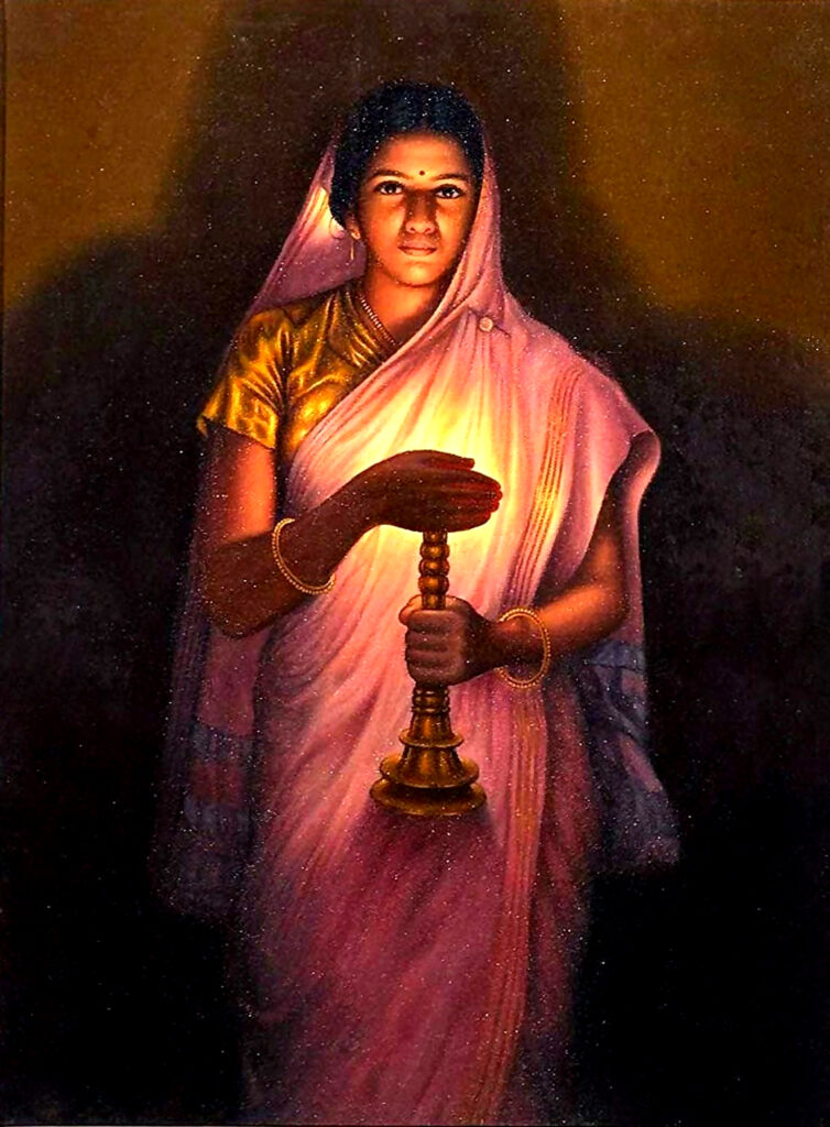 Lady with the Lamp - Raja Ravi Varma