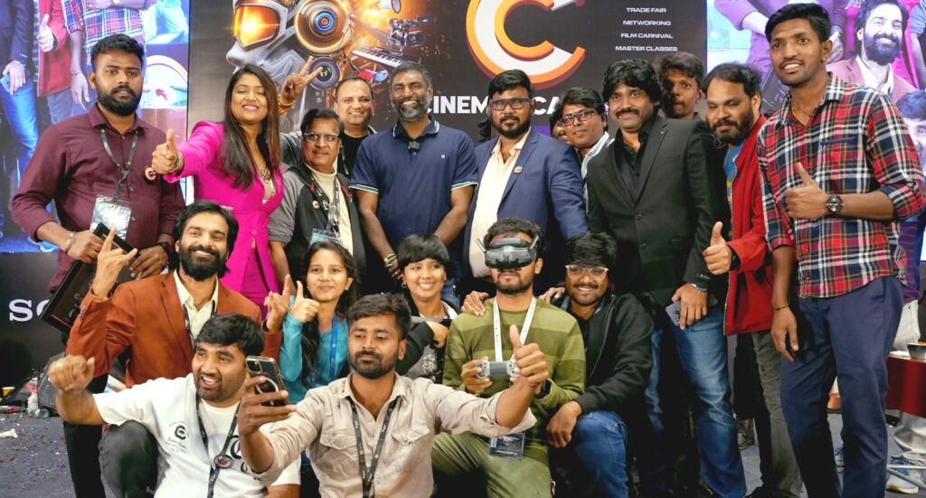 Trailblazing cinematographer K.K. Senthil Kumar ISC cheerfully poses with the Cinematica team, celebrating their record-breaking grand success